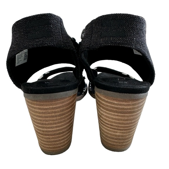 NWOT Toms Majorca Cutout Black Yarn Dye/ Global Woven Block Heel Sandals Size 5 - Picture 8 of 16